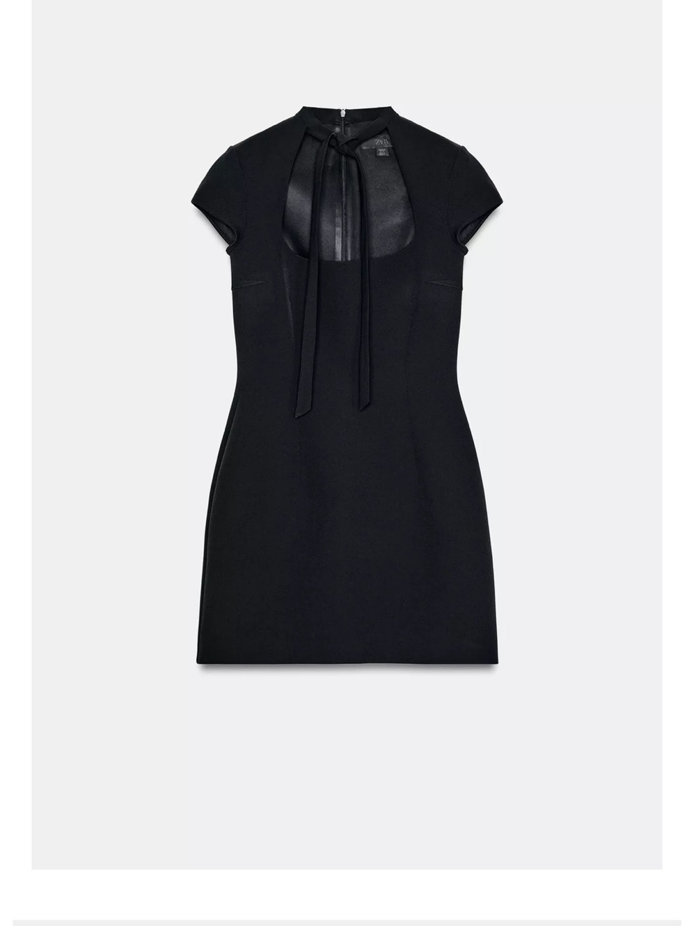 Zara Black Mini Dress with Tie Neck
